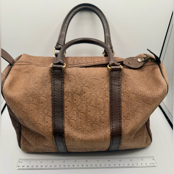 Dior Handbags - B Condition Dior Diorissimo Suede leather allover Monogram Trotter Boston Bag